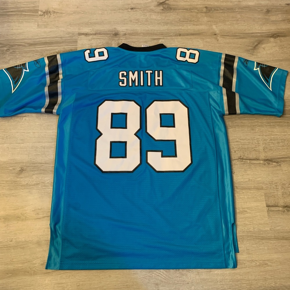 REEBOK Carolina Panthers Steve Smith Blue NFL  Stitch Jersey Men's XL